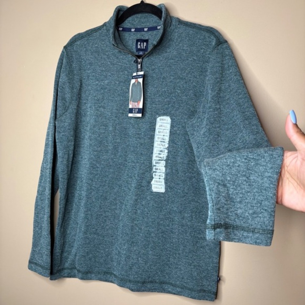 NWT $60 GAP Men's 1/2 Zip Pullover Green Jacket Sz S Preppy Casual Business